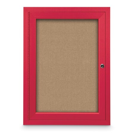 United Visual Products Slim Enclosed Corkboard, 11"x13-1/2", Gold Alum Frame/Ultramarine UVEB1113-GOLD-ULTMAR